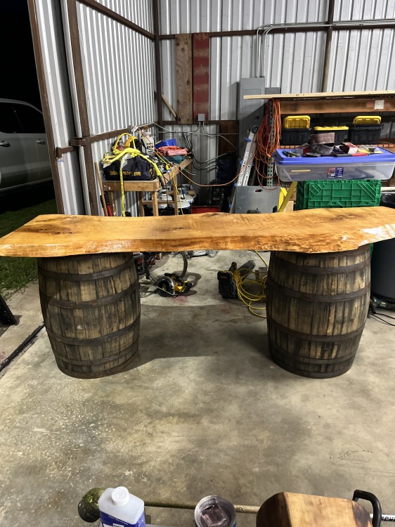 Whiskey Barrel Bar Top (Live Edge)